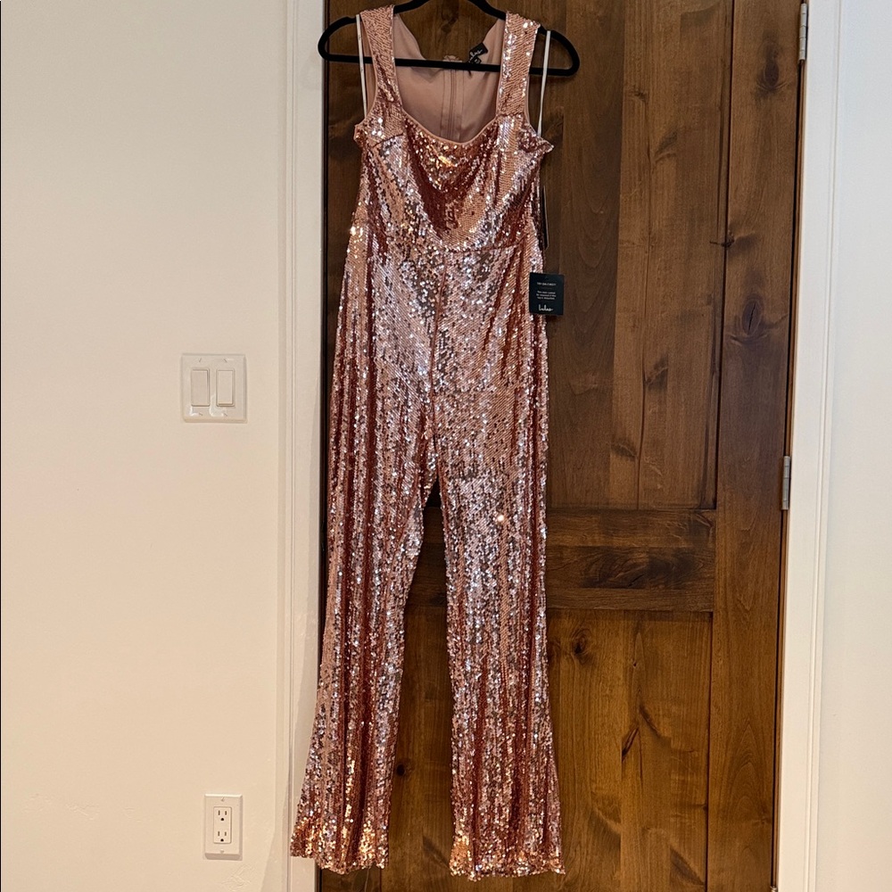 NWT Lulu's Sparkling Rose Gold Sequin Jumpsuit